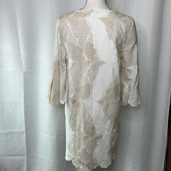 Le Gali Albany Dress Embroidered Scalloped Sleeves V-Neck Size Medium - Picture 8 of 12